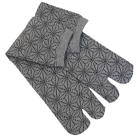 お祭り！和柄足袋ソックス！クルー丈！麻の葉　グレー